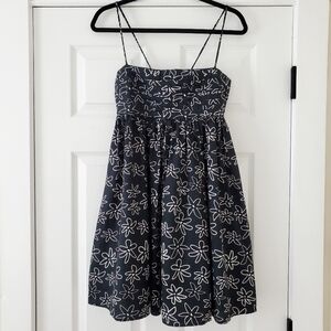 Asos Design Tall Cotton Pleated Bust Babydoll Mini Dress In Floral Print